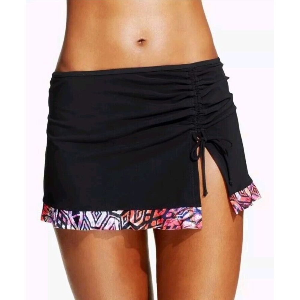 Women's Profile by Gottex Aztec‎ Skirted Brief Swim Bottom Black Size 8